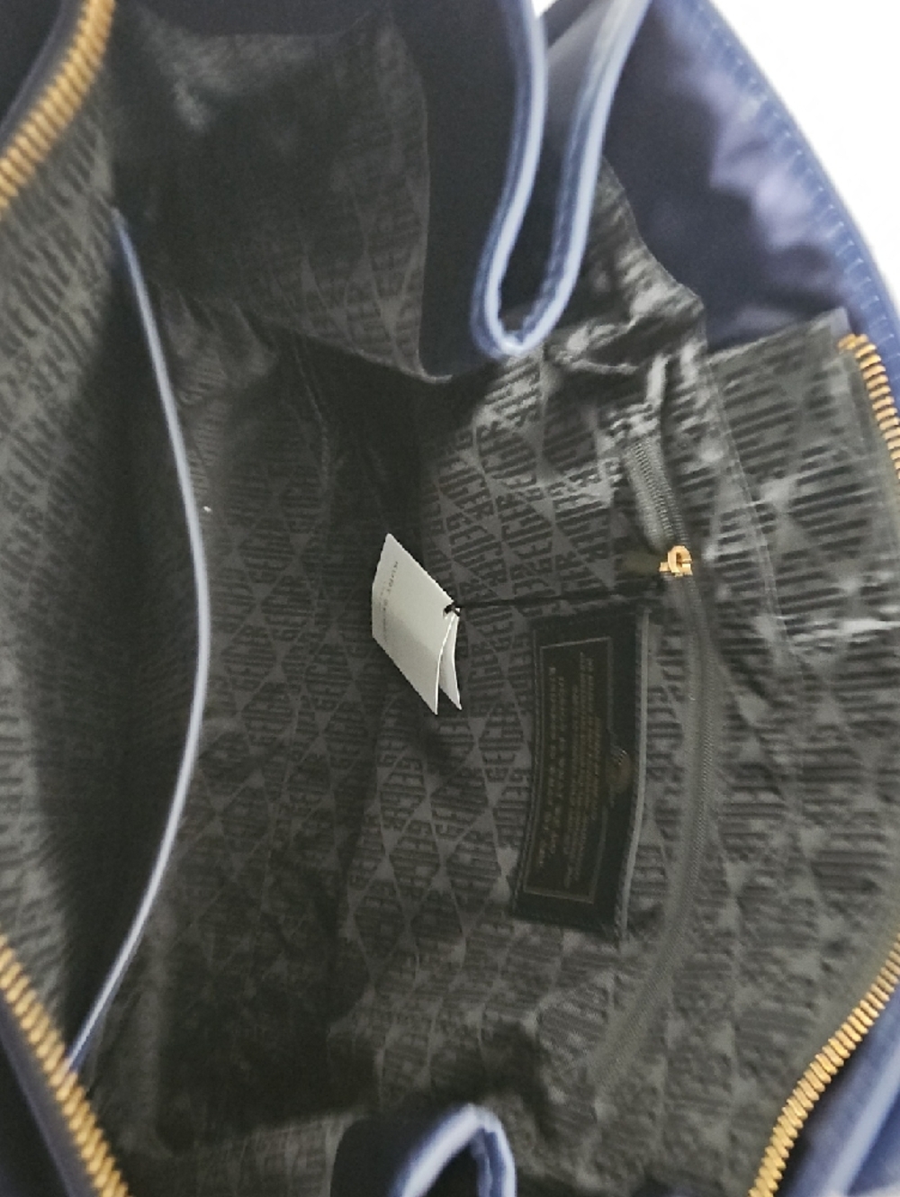 Kurt Geiger Navy Quilted Tote with Gold Lion Accent NWT - Picture 4 of 8